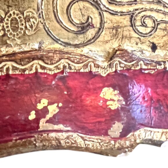 Vintage Florentine Gilt Tray with Red Lacquer Border - Picture 8 of 16
